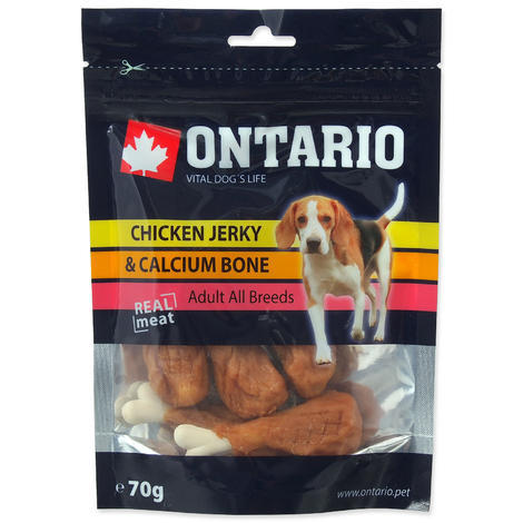 Snack ONTARIO Dog Chicken Jerky + Calcium 70g - 1