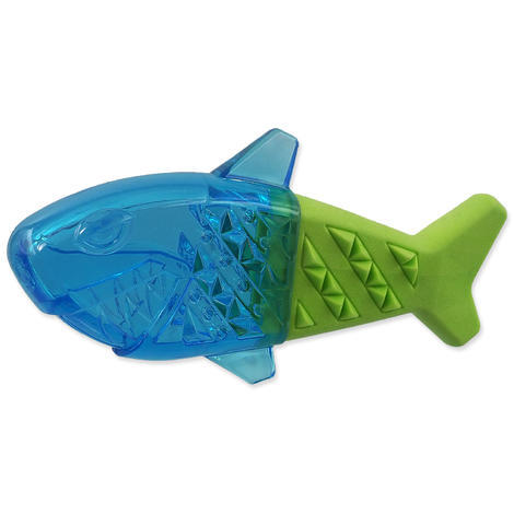 Hračka DOG FANTASY Žralok chladící zeleno-modrá 18x9x4cm 1 ks